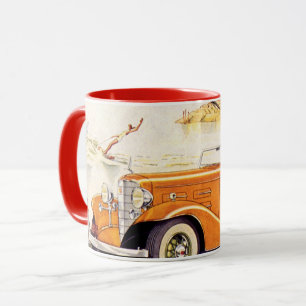 Vintage Family Vacation in a Convertible Car Mug