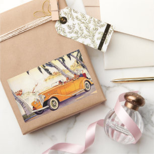 Vintage Family Vacation in a Convertible Car Rectangular Sticker