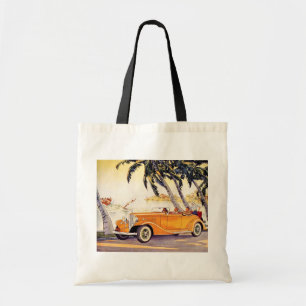 Vintage Family Vacation in a Convertible Car Tote Bag