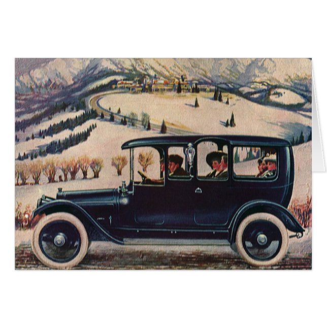 Vintage Family Vacation in Antique Automobile Car (Front Horizontal)