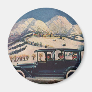 Vintage Family Vacation in Antique Automobile Car Magnet