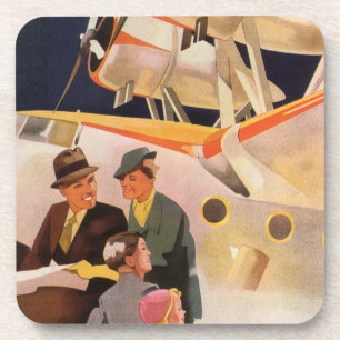 Vintage Family Vacation Via Seaplane w Propellers Coaster