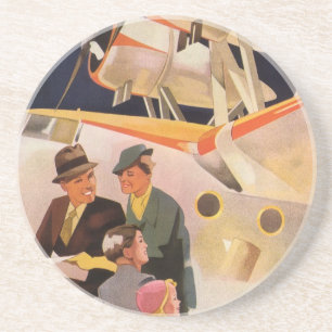 Vintage Family Vacation Via Seaplane w Propellers Coaster