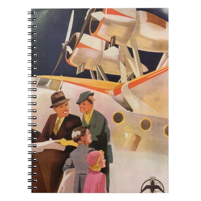Vintage Family Vacation Via Seaplane w Propellers Notebook (Front)