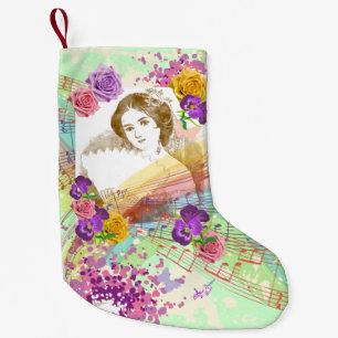 Vintage Fan Lady Pale Green Christmas Stocking
