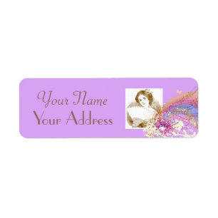 Vintage Fan Lady Purple Return Address Labels