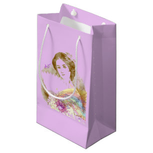 Vintage Fan Lady Small Matte Gift Bag