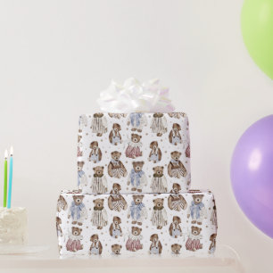 Vintage Fancy Dress Bears Wrapping Paper