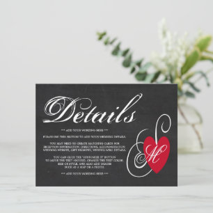 Vintage Fancy Heart - Chalkboard Wedding Detail Enclosure Card