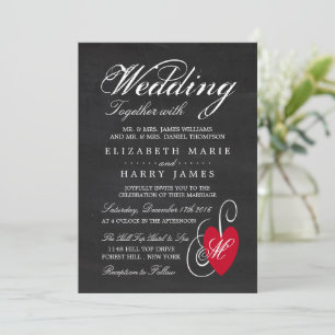 Vintage Fancy Heart - Chalkboard Wedding Invitation
