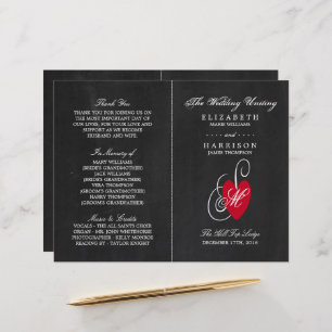 Vintage Fancy Heart - Chalkboard Wedding Programme