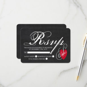 Vintage Fancy Heart - Chalkboard Wedding RSVP Card