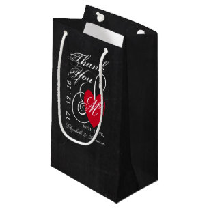 Vintage Fancy Heart - Chalkboard Wedding Small Gift Bag