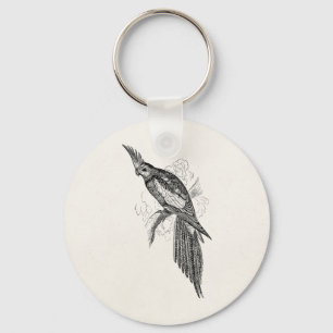 Vintage Fancy Parakeet Parrots 1800s Tropical Bird Key Ring