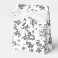 Vintage Fantastic Fountains and Trees Toile-B & W