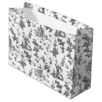 Vintage Fantastic Fountains and Trees Toile-B & W