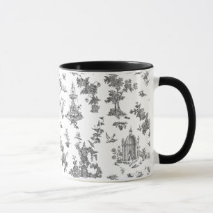 Vintage Fantastic Fountains and Trees Toile-B & W Mug