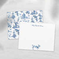 Vintage Fantastic Fountains and Trees Toile-Blue