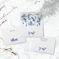 Vintage Fantastic Fountains and Trees Toile-Blue