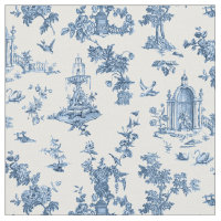 Vintage Fantastic Fountains and Trees Toile-Blue
