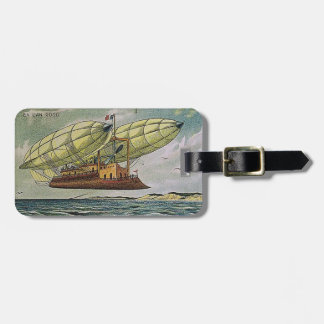 Vintage - Fantastical Flying Machine from France, Luggage Tag