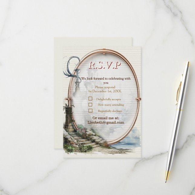 Vintage Fantasy Art RSVP Card (Front/Back In Situ)