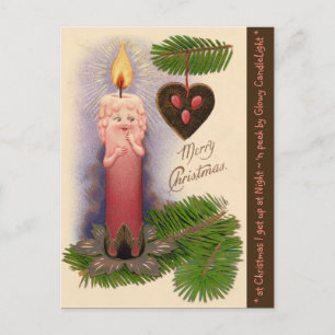 VINTAGE FANTASY "CANDLE BABY" ORNAMENT HOLIDAY POSTCARD
