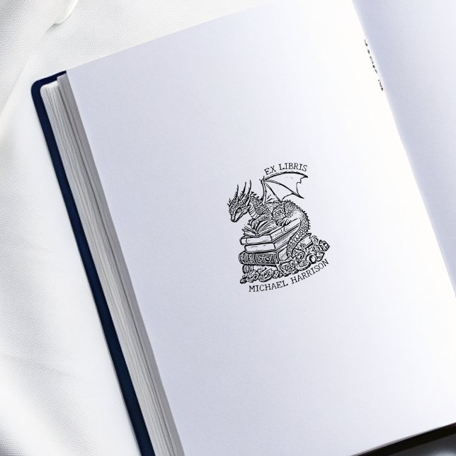 Vintage Fantasy Dragon Bookplate Rubber Stamp (Creator Uploaded)