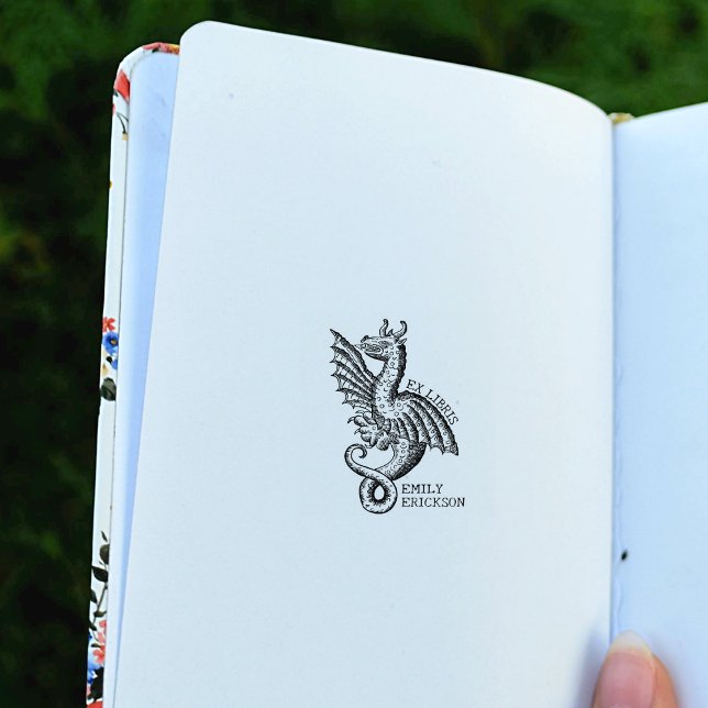 Vintage Fantasy Dragon, Library Ex Libris Rubber Stamp (Creator Uploaded)