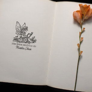 Vintage Fantasy Fairy Bookplate Rubber Stamp