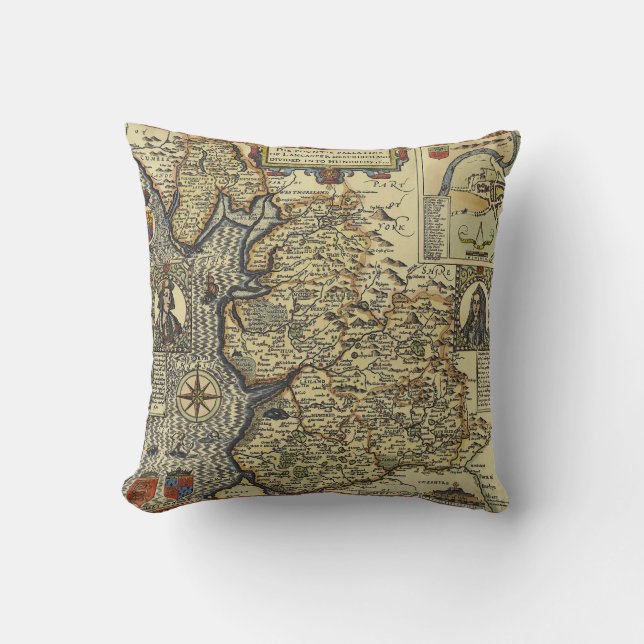 Vintage Fantasy Map Explorer Pillow (Front)