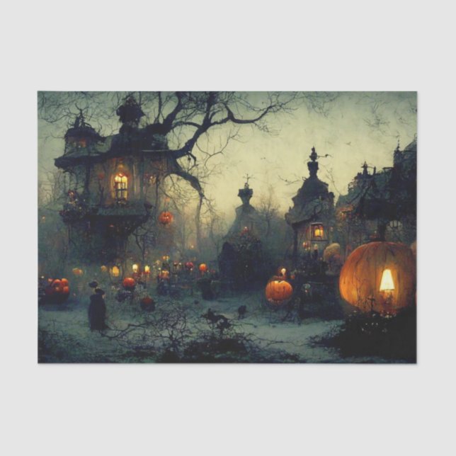 Vintage Fantasy Spooky Halloween Night   Tissue Paper (Front)