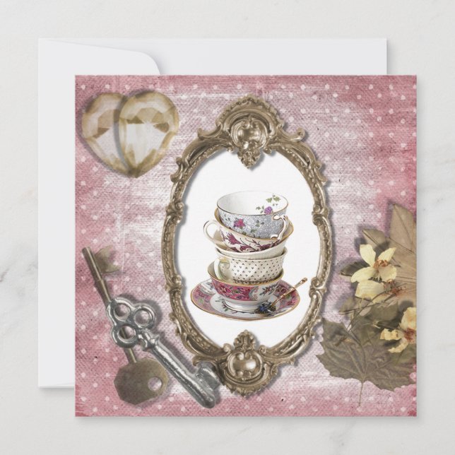 Vintage Fantasy Tea Party Bridal Shower Invitation (Front)