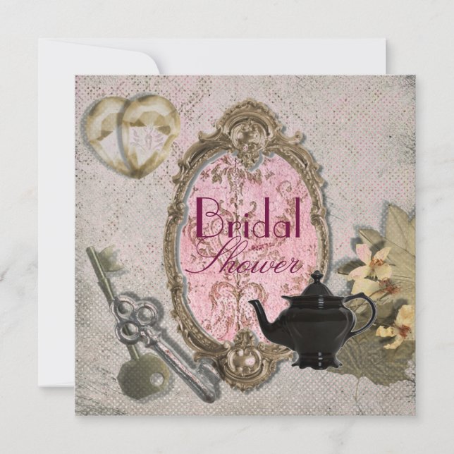 Vintage Fantasy Tea Party Bridal Shower Invitation (Front)