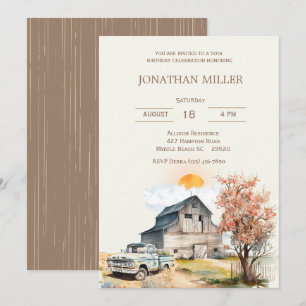 Vintage Farm  50th Birthday Truck Party Invitation