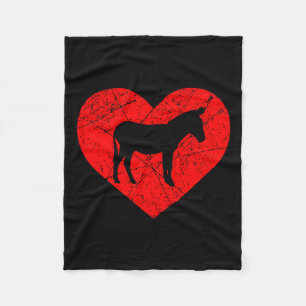 Vintage Farm Animal Donkey Lover Heart Love Valent Fleece Blanket