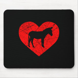 Vintage Farm Animal Donkey Lover Heart Love Valent Mouse Mat