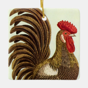 Vintage Farm Animals Chickens, Proud Rooster Ceramic Ornament