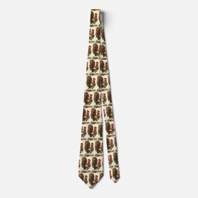 Vintage Farm Animals Chickens, Proud Rooster Tie (Front)