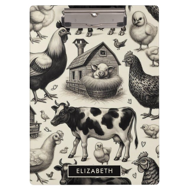 Vintage Farm Animals Painting Clipboard (Front)