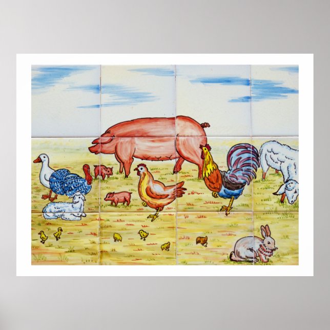 Vintage farm animals poster (Front)