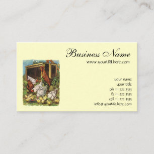 Vintage Farm Animals, Rooster, Hens, Chickens Business Card