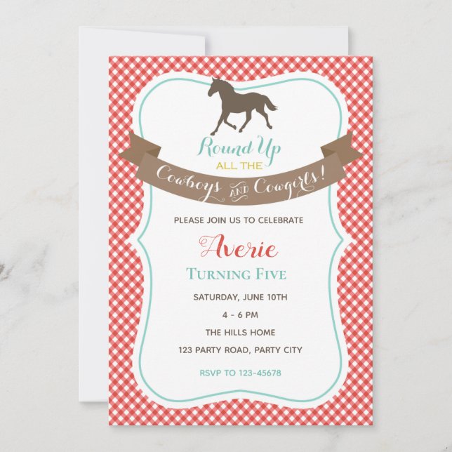 Vintage Farm Birthday Invitation (Horse) (Front)