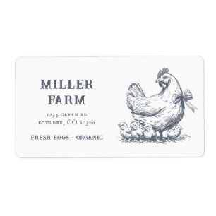 Vintage Farm Chicken Script Egg Carton Label
