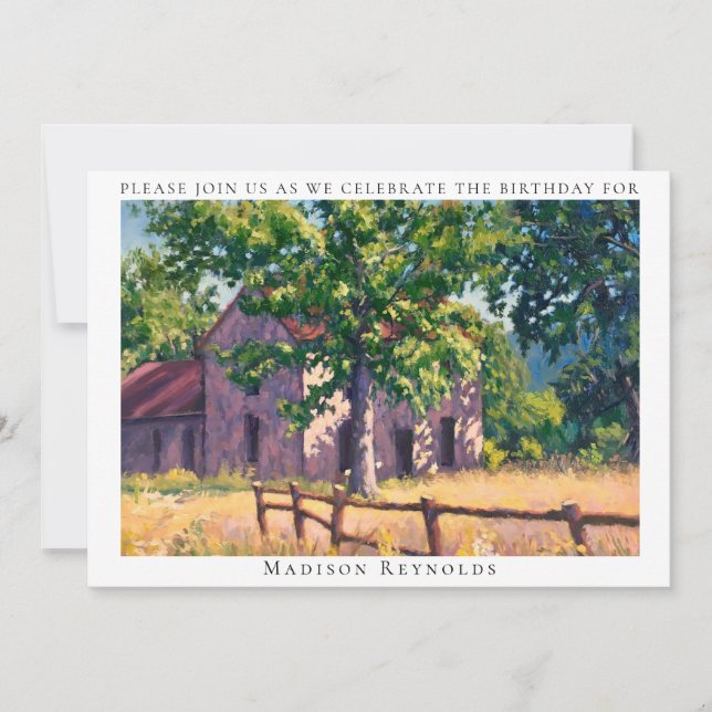 Vintage Farm Country House Birthday Invitation (Front)