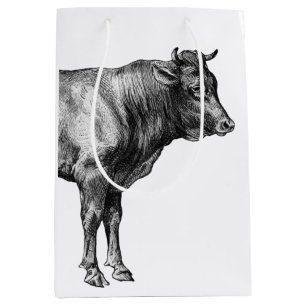 Vintage Farm Cow Bull Image  Medium Gift Bag