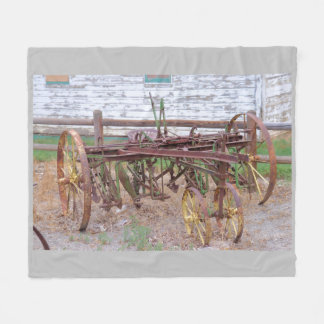 Vintage Farm Equipment Rusty Metal  Fleece Blanket