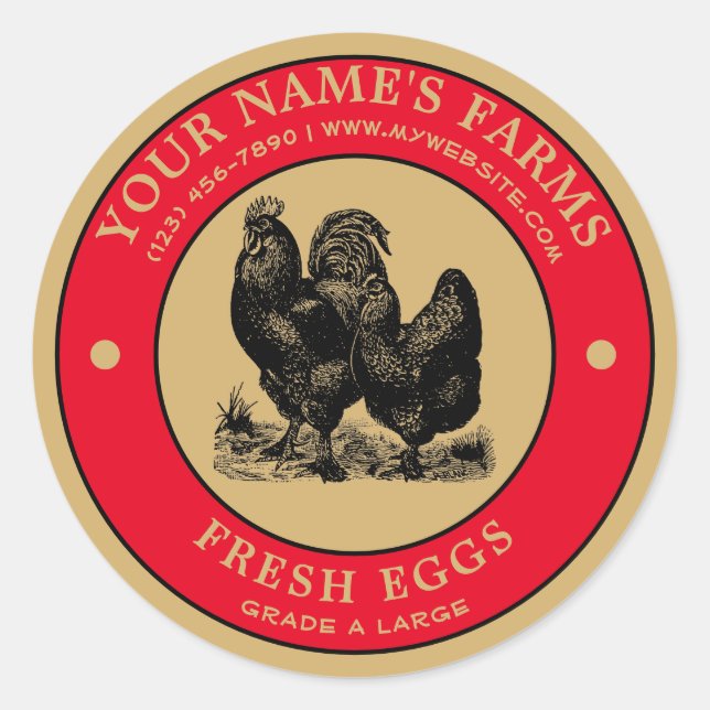Vintage Farm Fresh Eggs Label Template (Front)