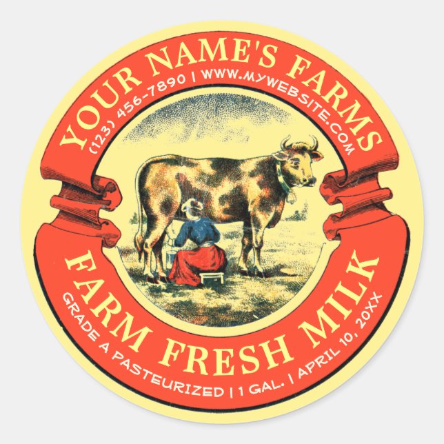 Vintage Farm Fresh Milk Banner Label Template (Front)