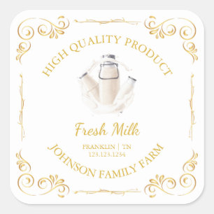 Vintage Farm Fresh Milk Square Label